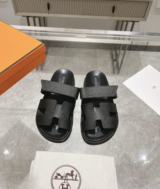 Hermes Genuine Leather Soft Comfort Casual Slide Sandals