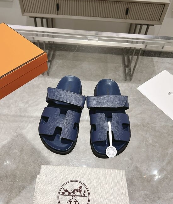 Hermes Genuine Leather Soft Comfort Casual Slide Sandals
