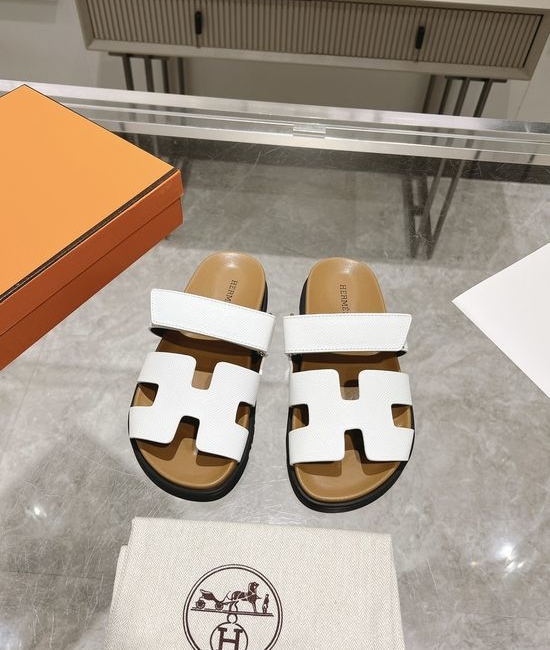 Hermes Genuine Leather Soft Comfort Casual Slide Sandals