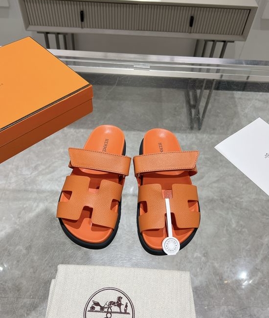Hermes Genuine Leather Soft Comfort Casual Slide Sandals