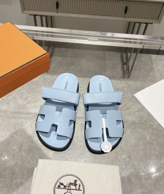 Hermes Genuine Leather Soft Comfort Casual Slide Sandals