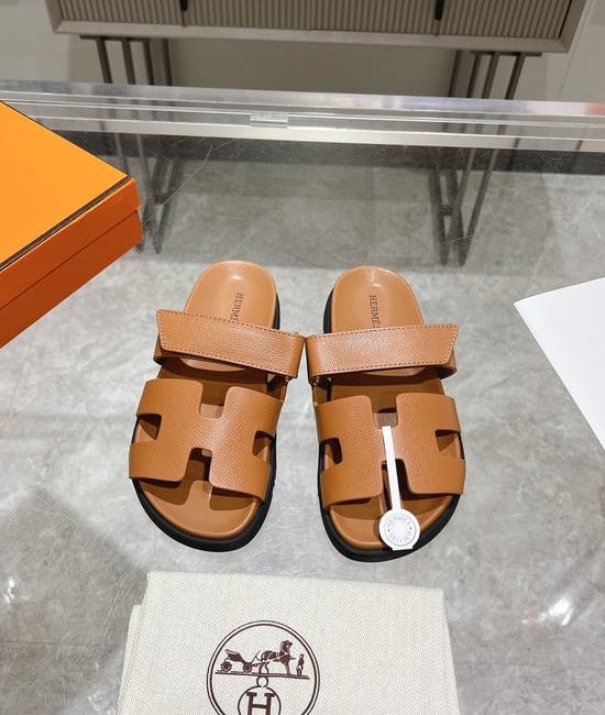 Hermes Genuine Leather Soft Comfort Casual Slide Sandals