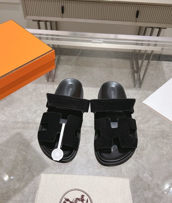 Hermes Solid Suede Slide Sandals Soft Breathable Premium Quality Non-slip Sole