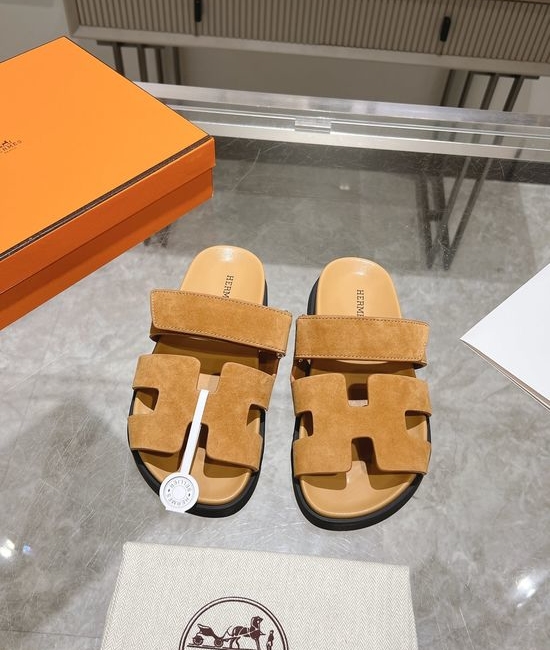Hermes Solid Suede Slide Sandals Soft Breathable Premium Quality Non-slip Sole