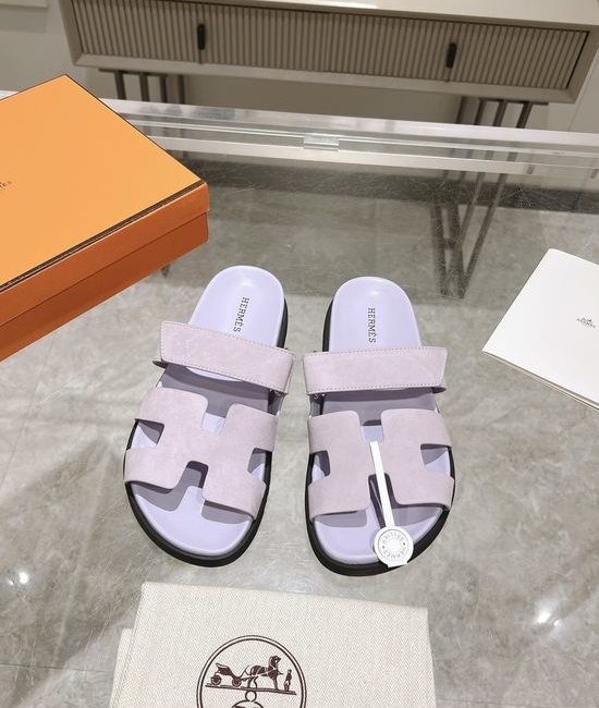 Hermes Solid Suede Slide Sandals Soft Breathable Premium Quality Non-slip Sole