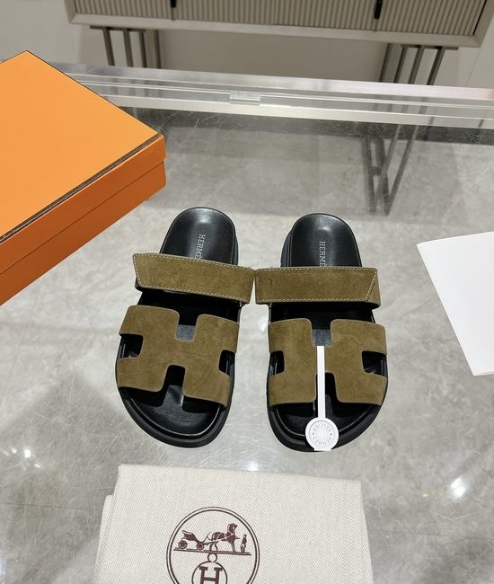 Hermes Solid Suede Slide Sandals Soft Breathable Premium Quality Non-slip Sole