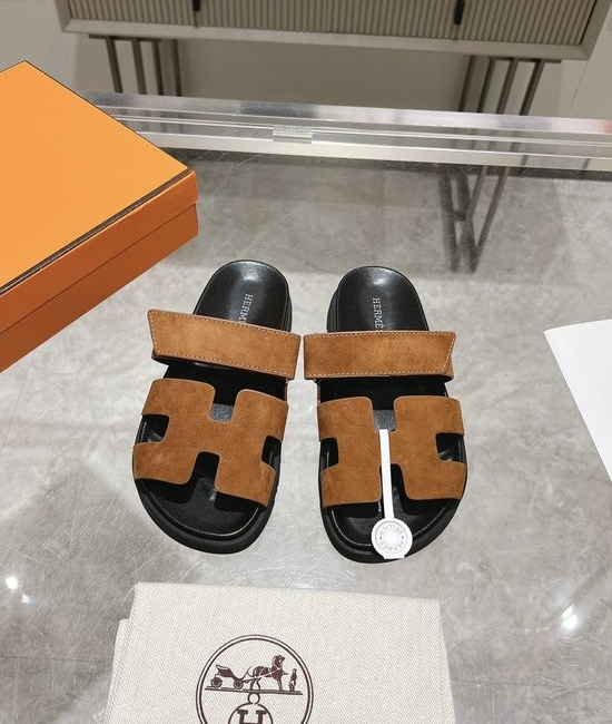 Hermes Solid Suede Slide Sandals Soft Breathable Premium Quality Non-slip Sole