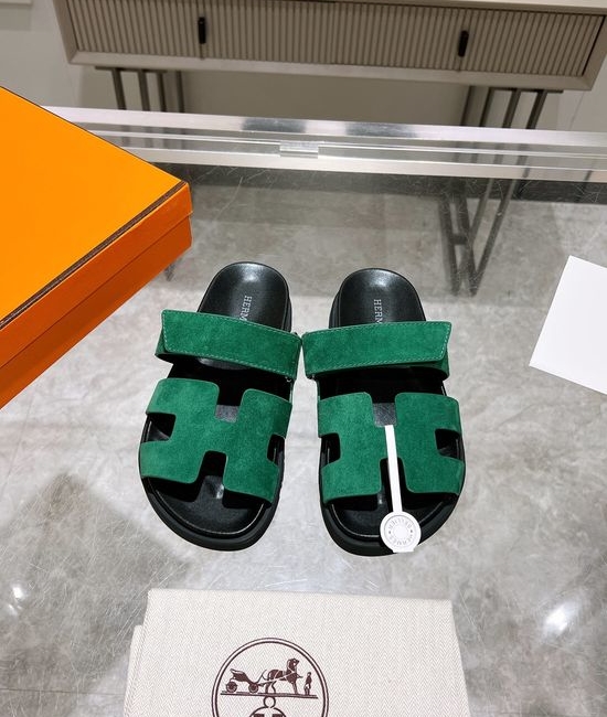 Hermes Solid Suede Slide Sandals Soft Breathable Premium Quality Non-slip Sole