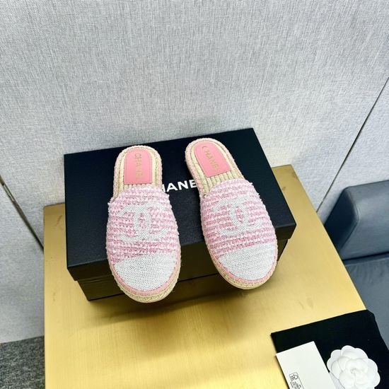 Chanel Casual Denim Espadrille Mules Slip On Comfort Shoes