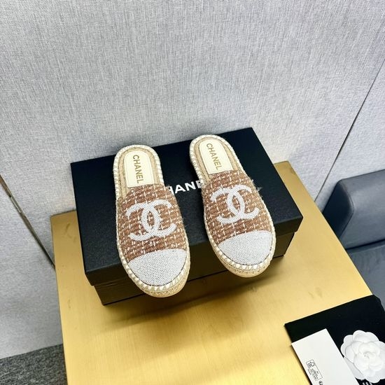 Chanel Casual Denim Espadrille Mules Slip On Comfort Shoes