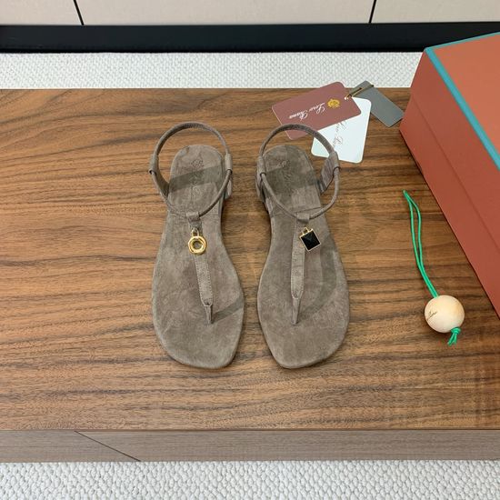 Loro Piana Minimalist Suede Sandals with Imported Leather Sole
