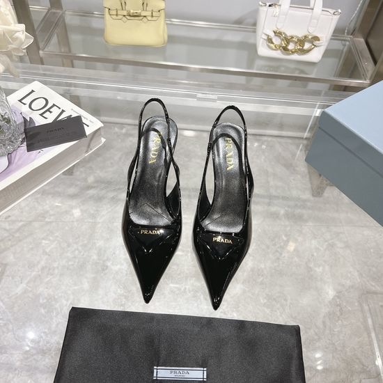 Prada Pointed Toe Patent Leather High Heel Sandals