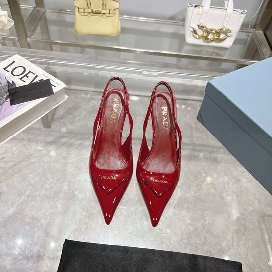 Prada Pointed Toe Patent Leather High Heel Sandals