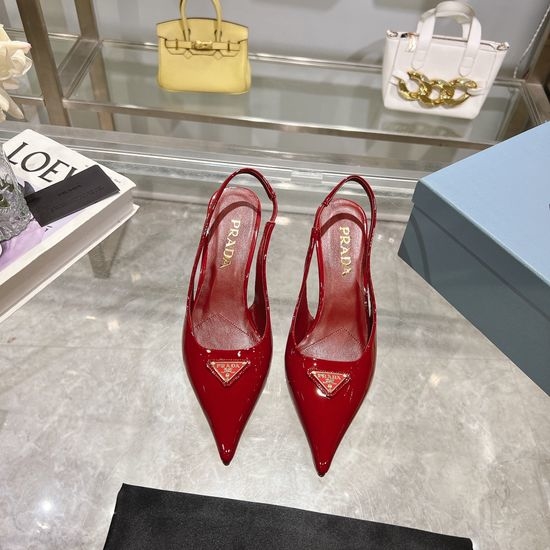 Prada Pointed Toe Patent Leather High Heel Sandals