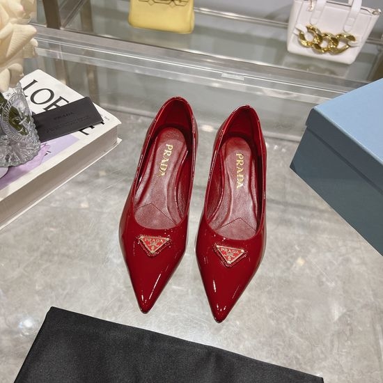 Prada Patent Leather Dress Shoes with Emblem Leather Sole
