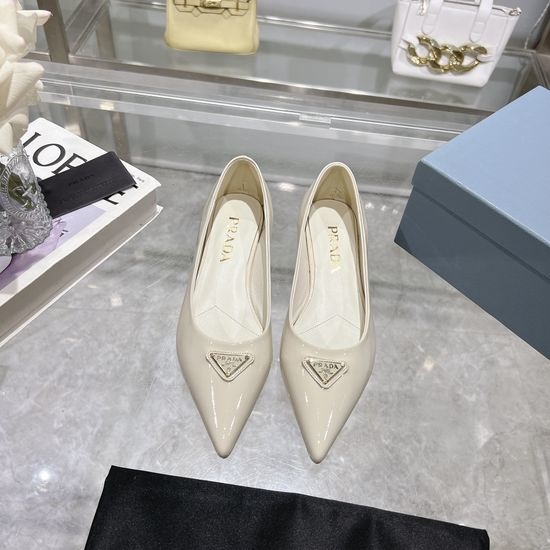 Prada Patent Leather Dress Shoes with Emblem Leather Sole