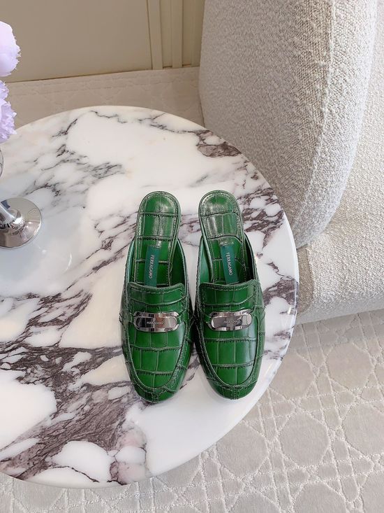 Ferragamo Sophisticated Metal-Accent Mule Slippers
