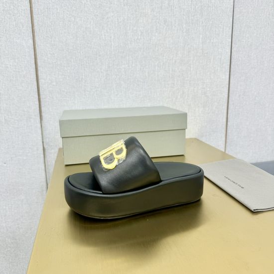 Balenciaga Thick Sole Wedge Slides Comfortable Casual Footwear