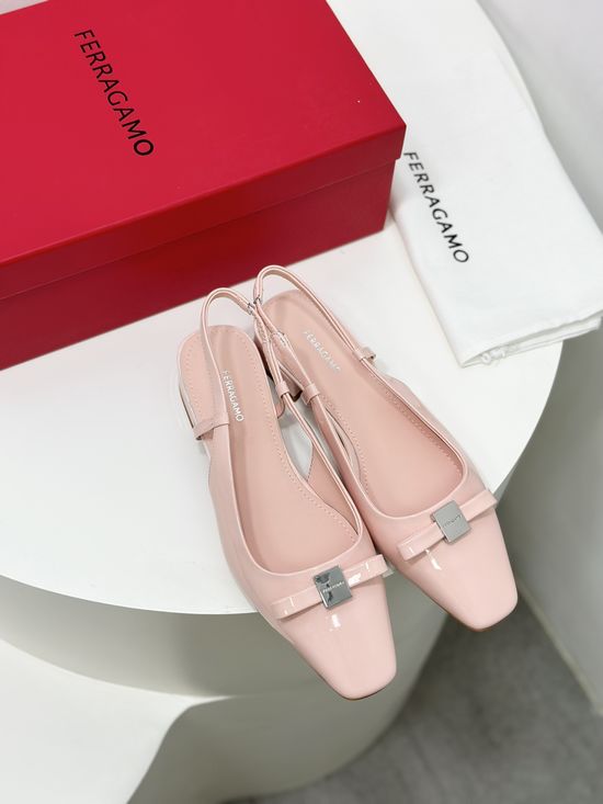 Ferragamo Bow Decor Square Toe Slingback Mary Janes