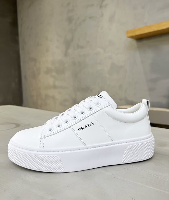 Prada Classic Elegant Leather Comfortable Casual White Shoes