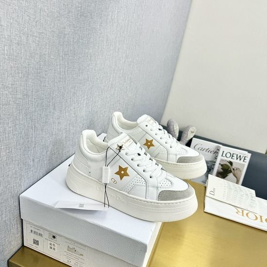 Christian Dior CD Genuine Leather Star Decor Non Slip Platform Sneakers