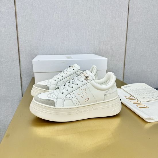 Christian Dior CD Genuine Leather Star Decor Non Slip Platform Sneakers