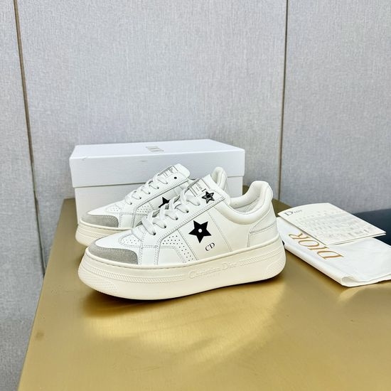 Christian Dior CD Genuine Leather Star Decor Non Slip Platform Sneakers