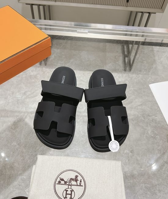 Hermes Silk Leather Slide Sandals Soft Comfortable Premium Quality Non-slip Sole