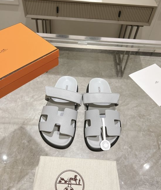 Hermes Genuine Leather Soft Comfort Casual Slide Sandals