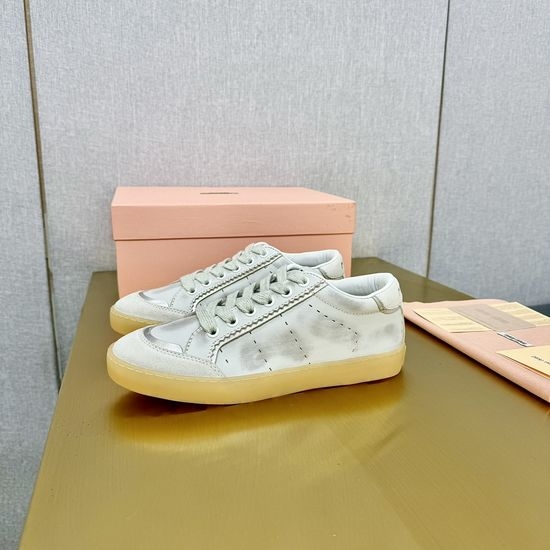 Miu Miu Minimalist Leather Sneakers with Silk-Lined Interior