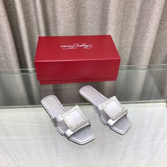 Roger Viver Leather Buckle Slide Sandals