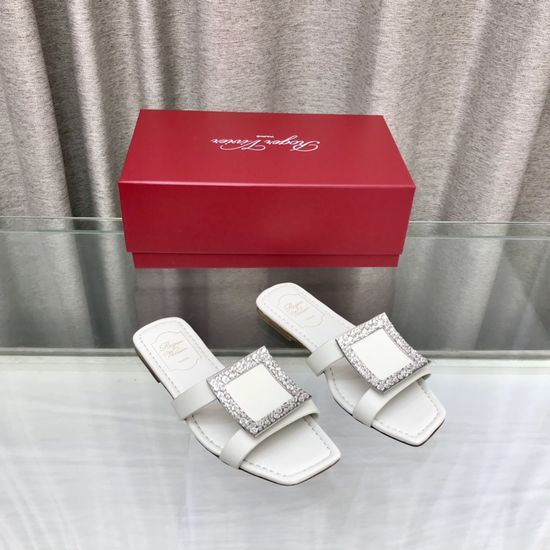 Roger Viver Leather Buckle Slide Sandals