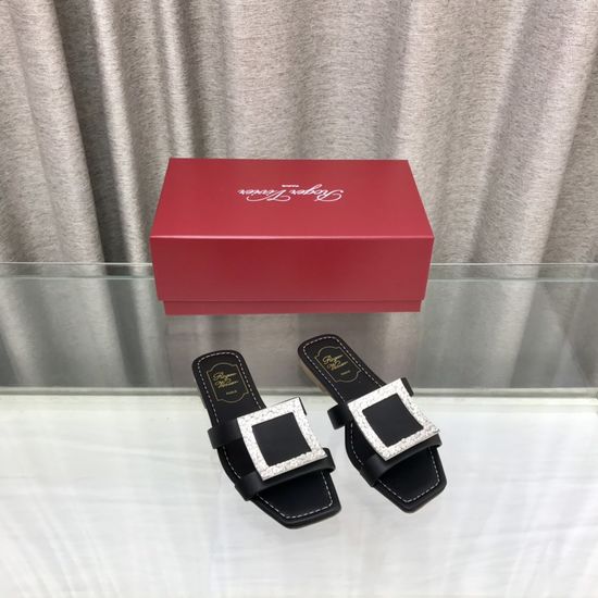 Roger Viver Leather Buckle Slide Sandals