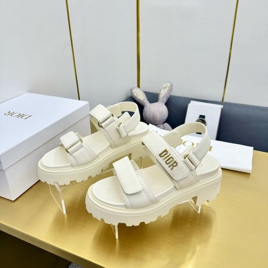 Christian Dior CD Quilted Pattern Adjustable Thick Sole Slide Sandals