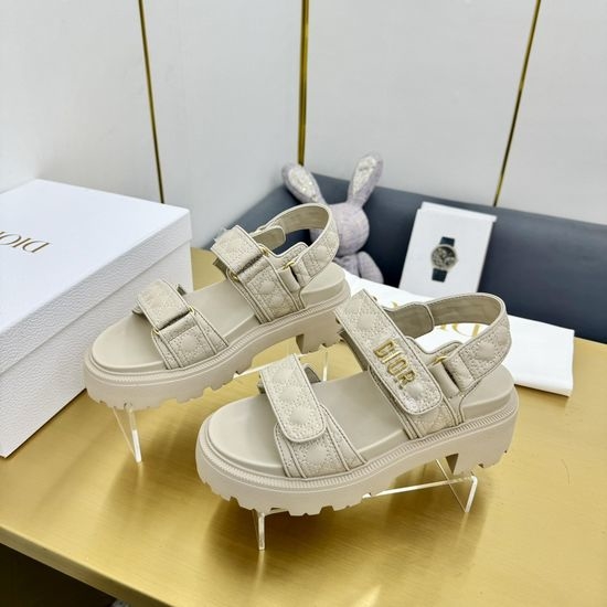 Christian Dior CD Quilted Pattern Adjustable Thick Sole Slide Sandals