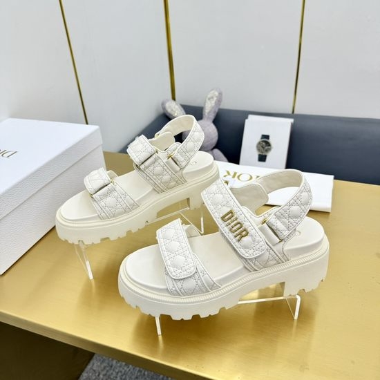 Christian Dior CD Quilted Pattern Adjustable Thick Sole Slide Sandals