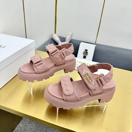 Christian Dior CD Quilted Pattern Adjustable Thick Sole Slide Sandals