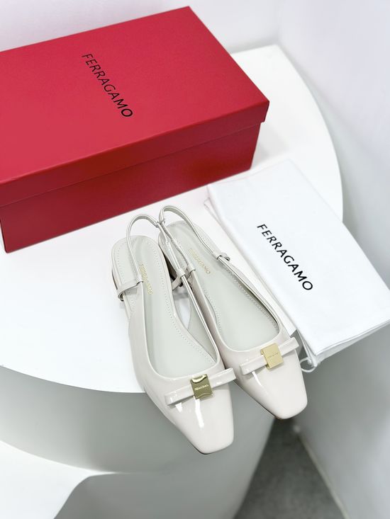Ferragamo Bow Decor Square Toe Slingback Mary Janes