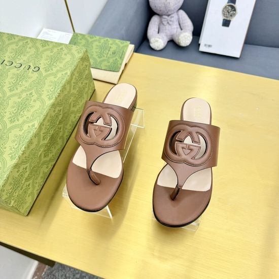 Gucci Denim Embroidered Slip On Casual Flat Sandals Slippers