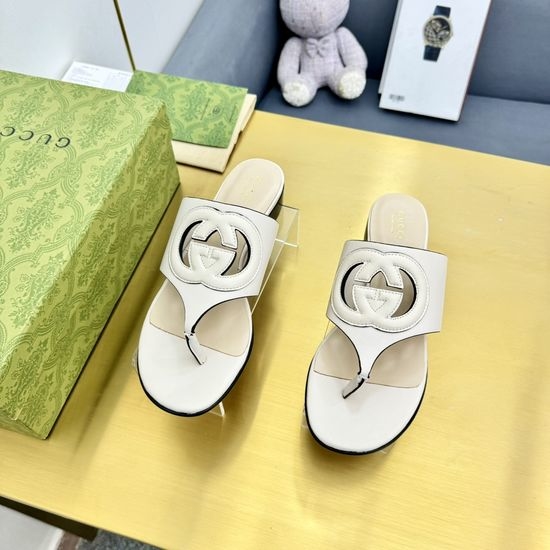 Gucci Denim Embroidered Slip On Casual Flat Sandals Slippers