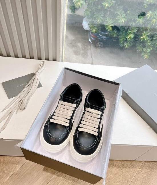 Rick Owens Full Grain Cowhide Casual Retro Sneakers Leather Upper