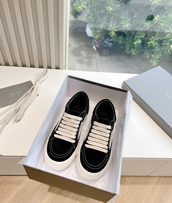 Rick Owens Full Grain Cowhide Casual Retro Sneakers Leather Upper
