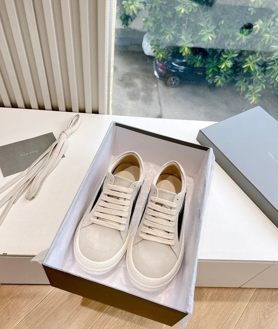 Rick Owens Full Grain Cowhide Casual Retro Sneakers Leather Upper