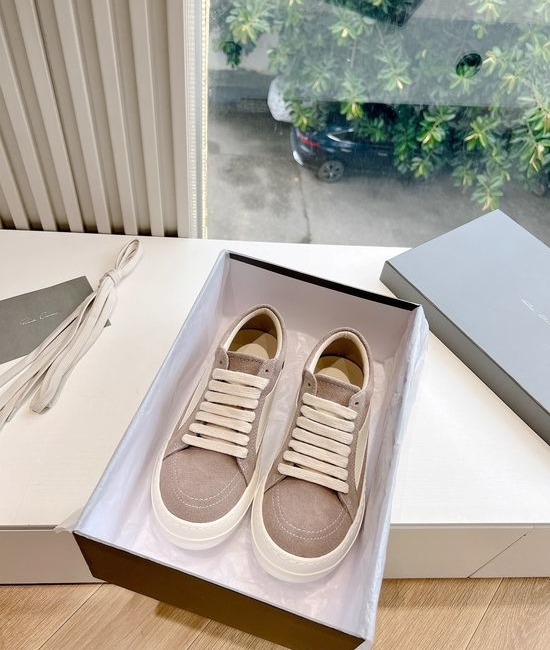 Rick Owens Full Grain Cowhide Casual Retro Sneakers Leather Upper