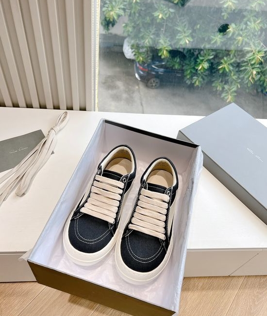 Rick Owens Full Grain Cowhide Casual Retro Sneakers Leather Upper