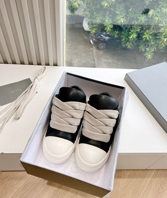 Rick Owens Full Grain Cowhide Casual Retro Sneakers Leather Upper