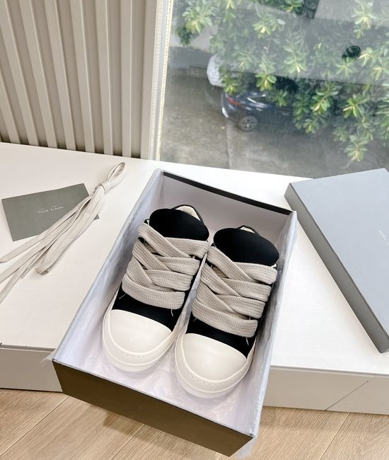 Rick Owens Full Grain Cowhide Casual Retro Sneakers Leather Upper