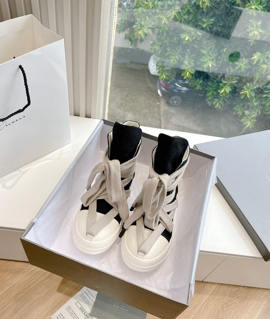 Rick Owens High-top Full Grain Cowhide Lace-up Casual Sneakers