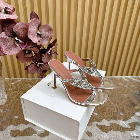 Amina Muaddi Patent Leather 9.5cm Heel Shoes with Leather Sole