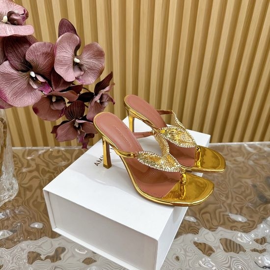 Amina Muaddi Patent Leather 9.5cm Heel Shoes with Leather Sole
